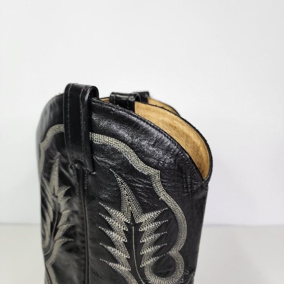 TONY LAMA Style 2923 Mens Size 13AA Black Leather Longhorn Cowboy Western Boots - Picture 7 of 16